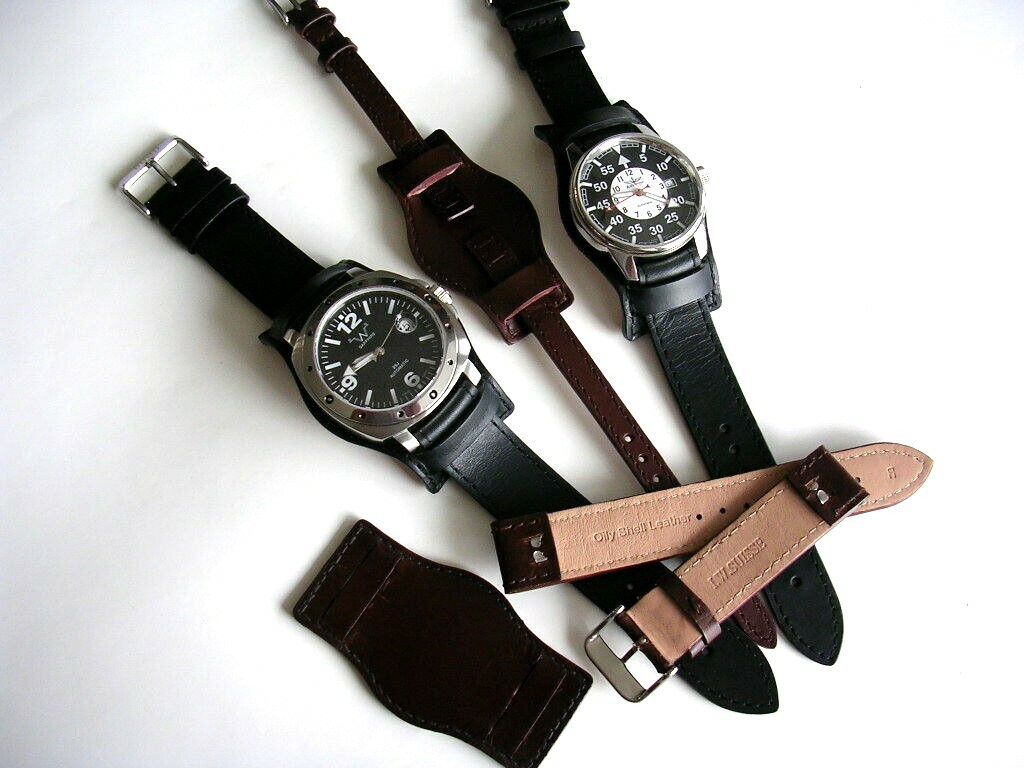 Bund Open End Leather watchband Military strap IW SUISSE 10 12 14 16 18 19 20 22