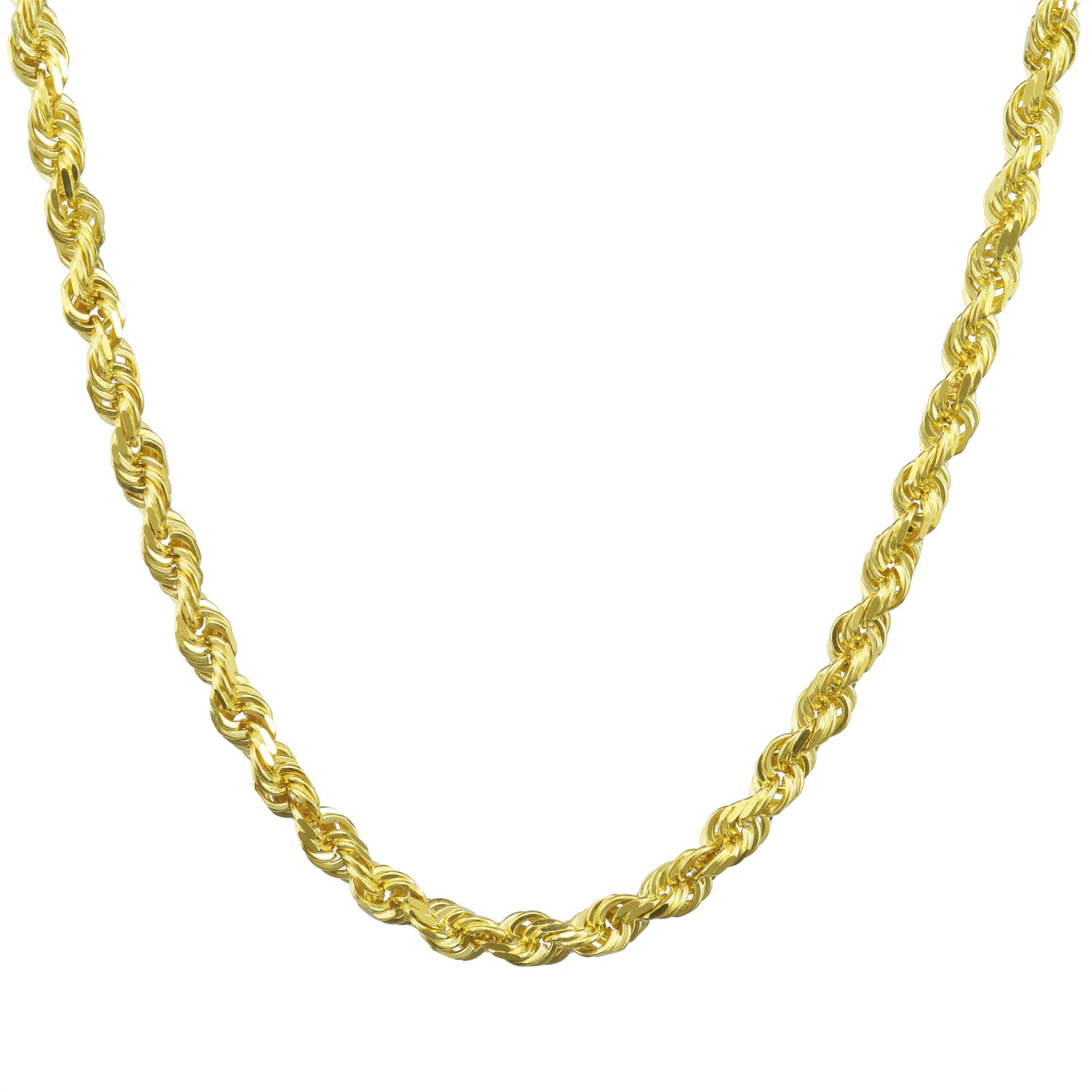 10k Yellow Solid Gold 4mm Mens Diamond Cut Rope Chain Necklace Italian Made 20″