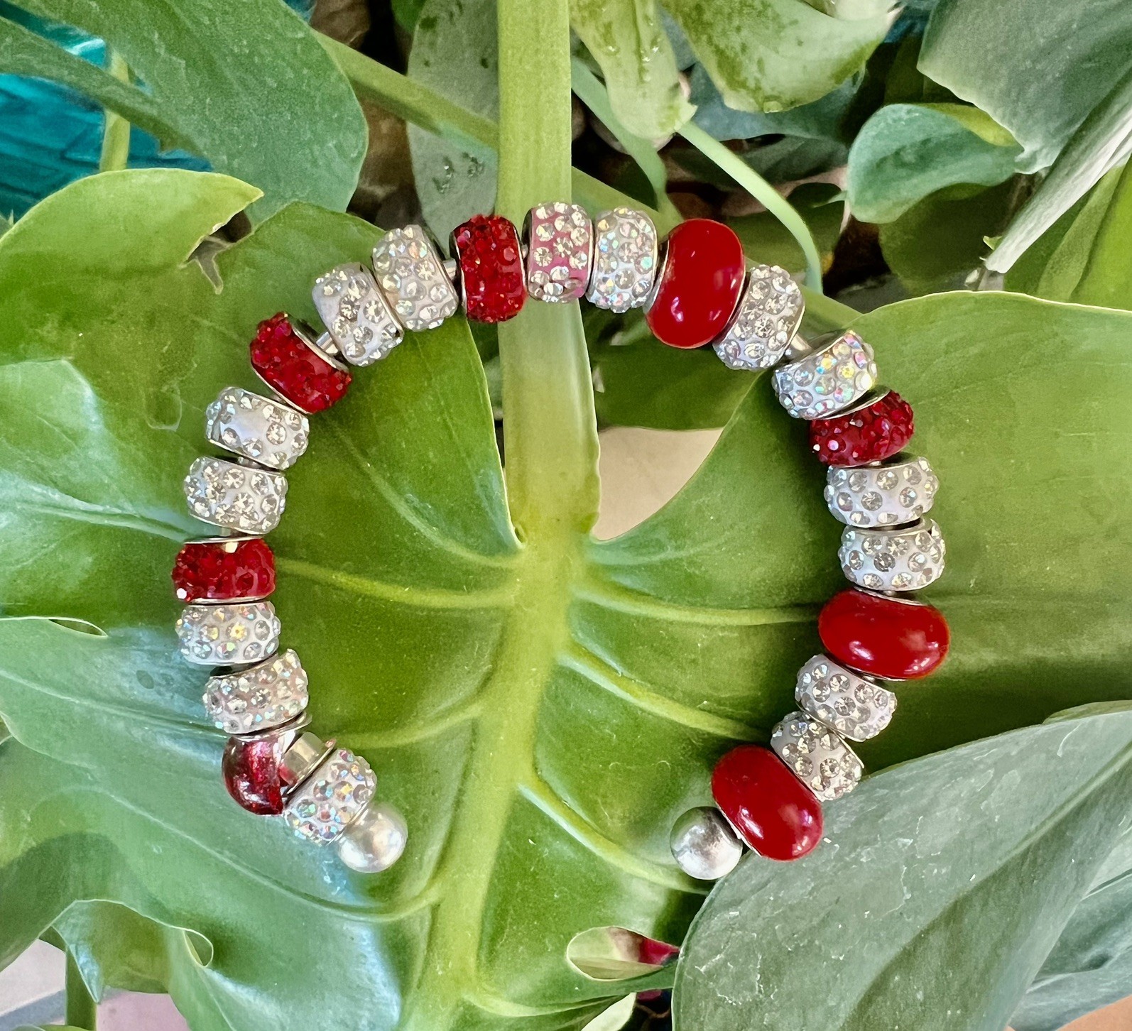 Rhinestone Bracelet Gift, asst. colors, adj, charm