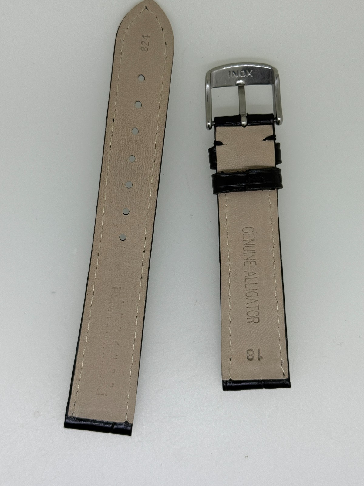 Hadley Roma black matte Alligator watch band strap 18MM x 16MM