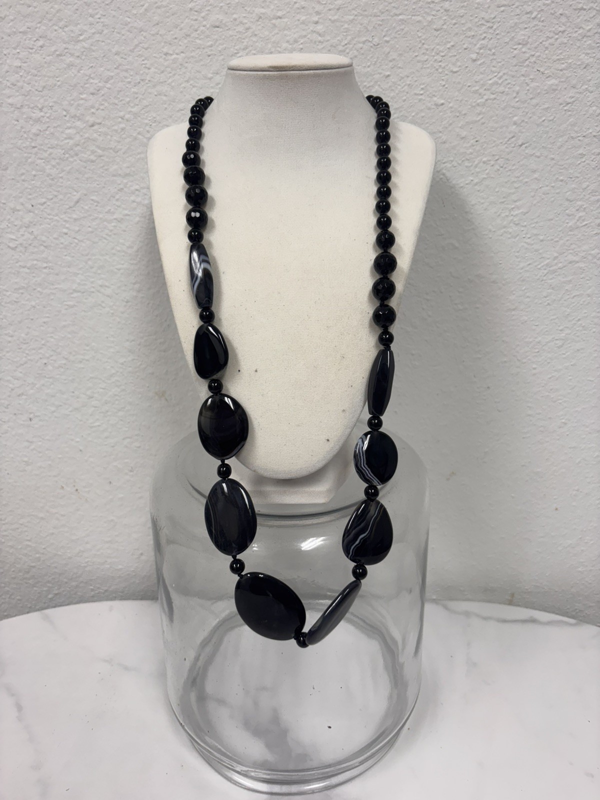 Mine Finds By Jay King Black Onyx Faceted 30” Necklace with matching bracelet