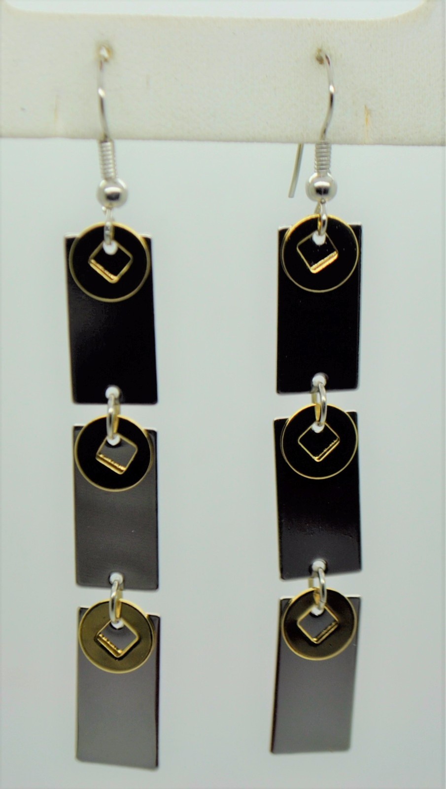 E750 Rectangle Shape Design Light weight two tone plated Dangle Fashion Earrings