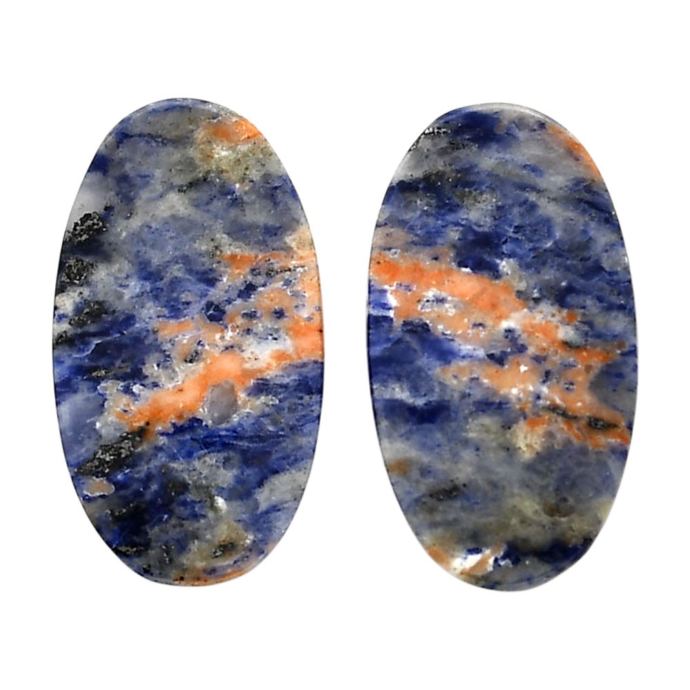 Natural Sodalite Pair 15.5×27.75×4.3 mm Oval Shape Polished Gemstone LS26-04372