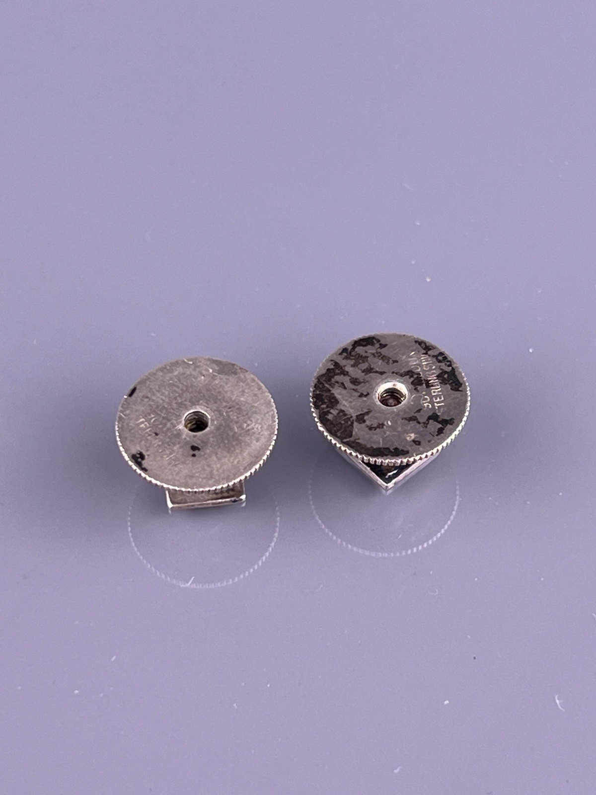 Square 9ct Gold Plate Sterling Silver Tuxedo Shirt Dress Studs Textured 1/4″ VTG