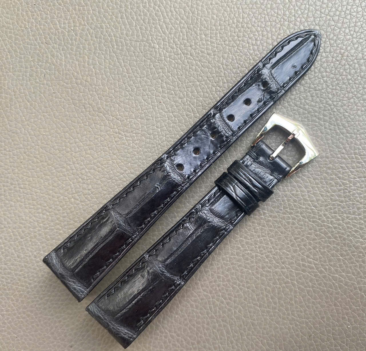 Custom Open Ended black Genuine Leather Watch Strap size12 13 14 15 16 17 18..26