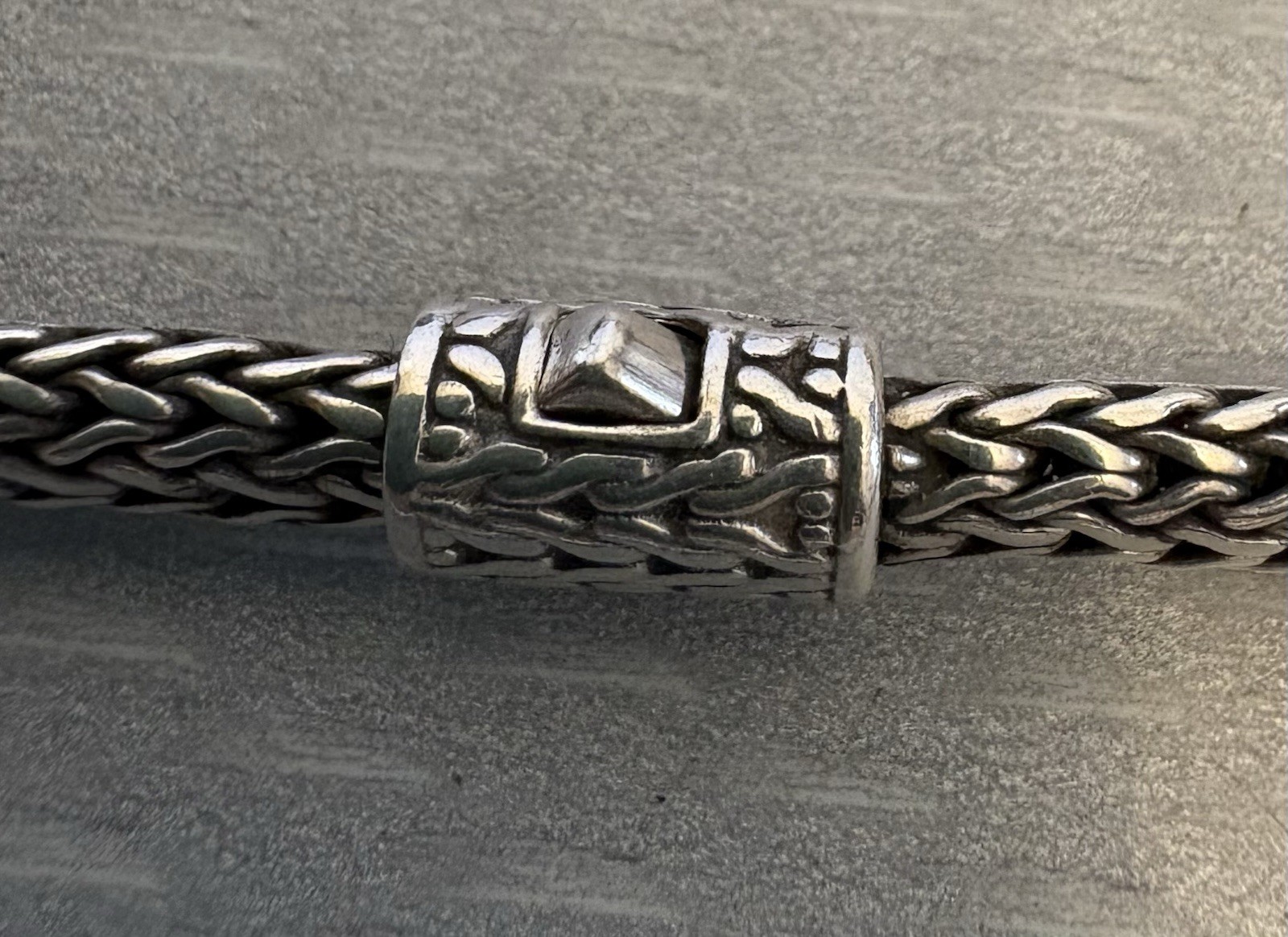 JOHN HARDY Sterling Silver Classic Woven Wheat Necklace 5mm Push Lock Clasp 18”