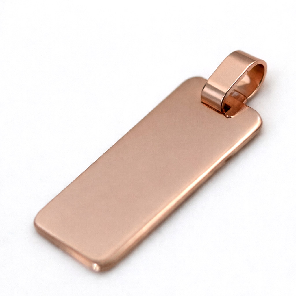 Solid 9ct 375 Rose Gold 24mm x 12mm Rectangle Engraving Shape Pendant -Free Post