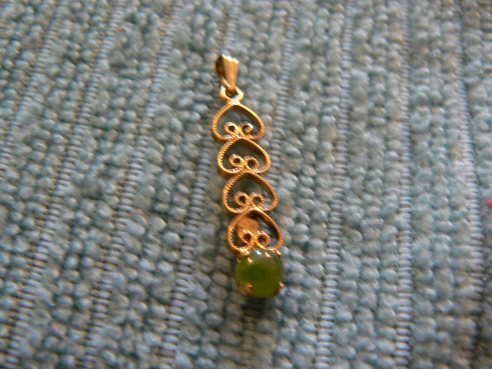 Lovely Pendant with Green Stone – STERLING Silver – “JF” Makers Mark