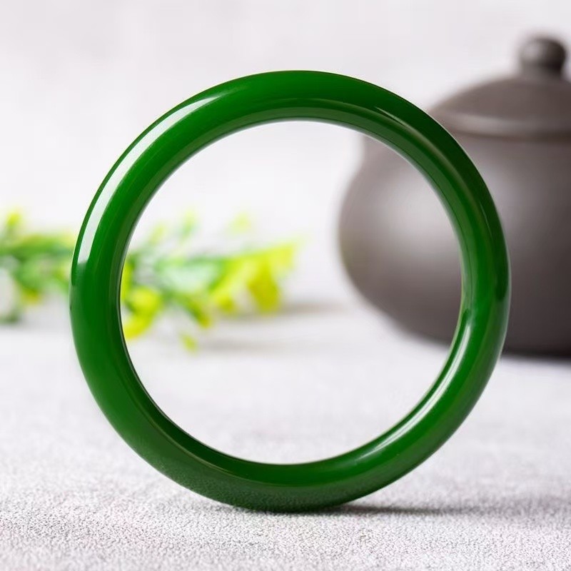 Natural Ice King Green Jade Full Green Natural Quartzite Bracelet 54-64mm