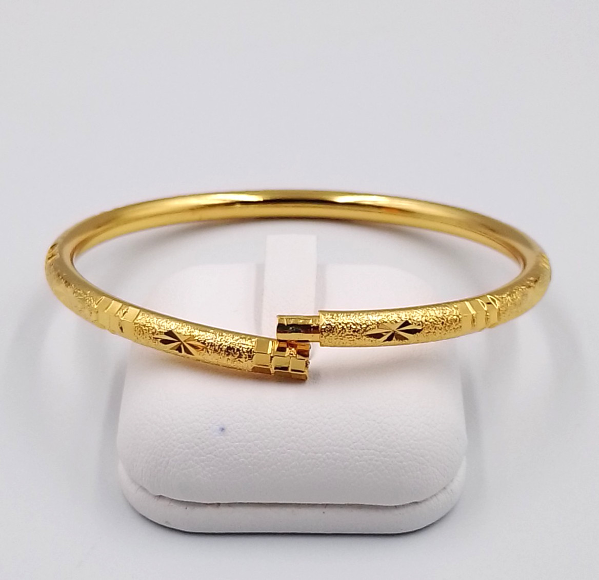 Set 3 Bangle Bracelets 23K 24K Thai Baht Gold GP Filled Women Girls Gift 5.7 cm