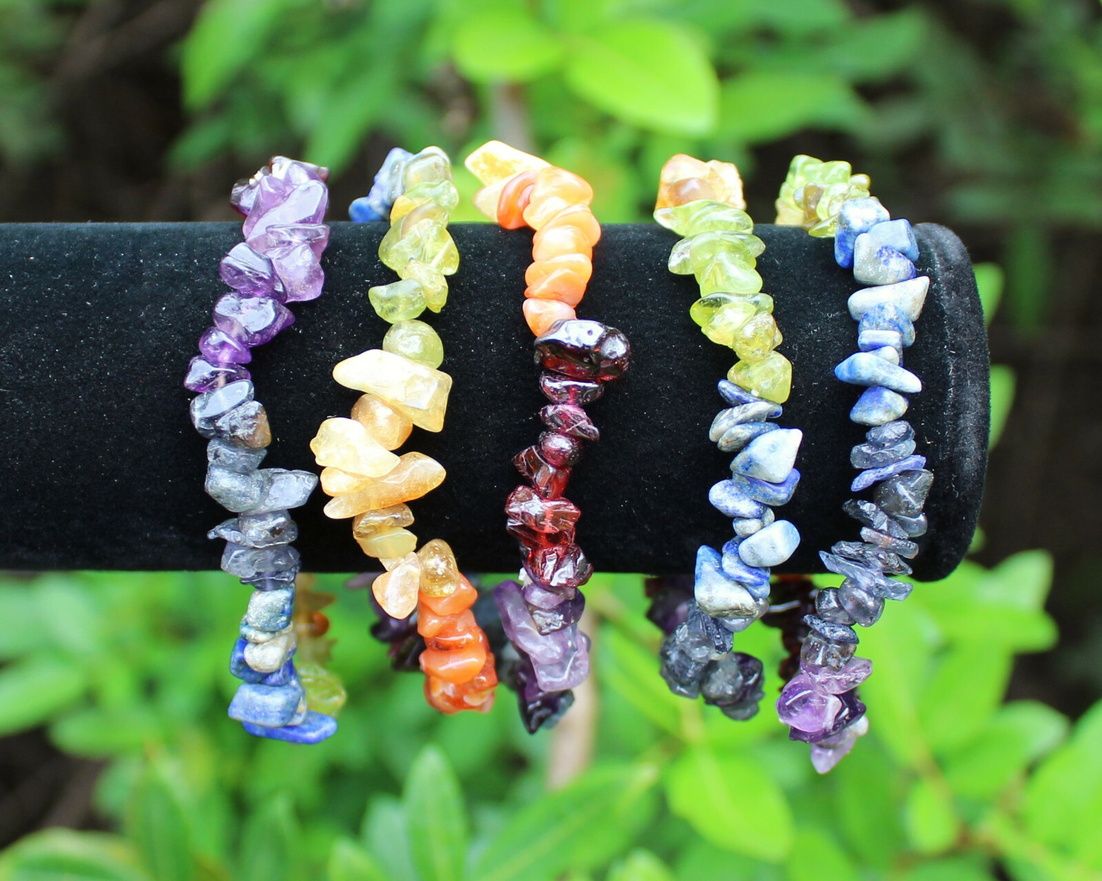 7 Chakra Chip Gemstone Bracelet, Stretch : Raw Crystal Healing US SELLER