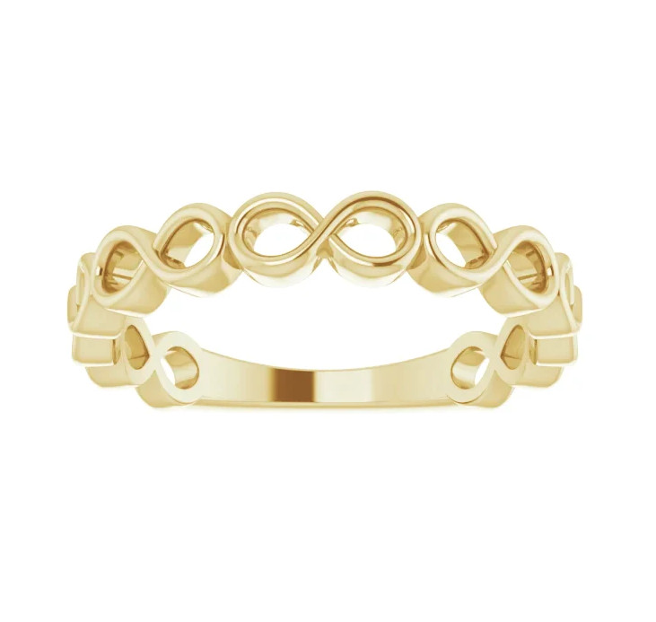 Hollow Infinity Link Band Real 10K Yellow Gold Women’s Promise Ring Band