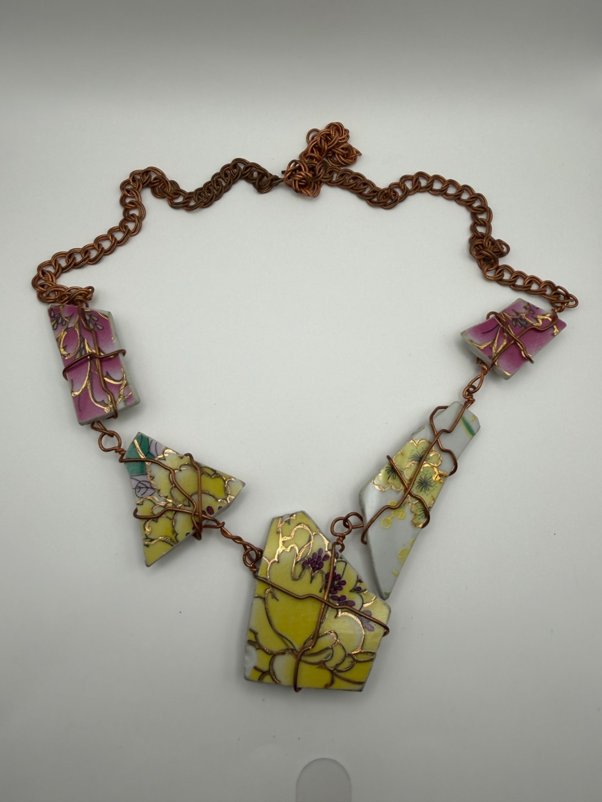 Handmade Artisan Pottery Necklace Signed Sarah Jane