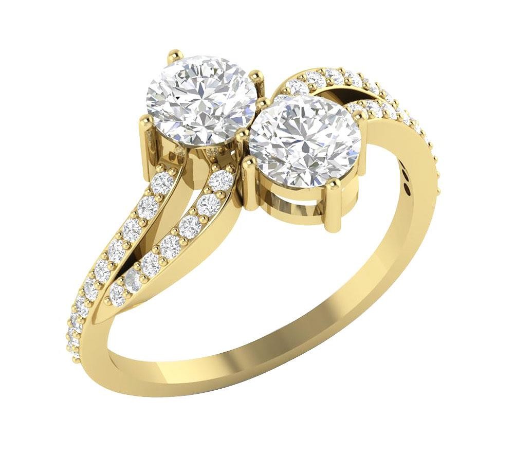 14K Gold VS F 1.50Ct Forever Us 2 Stone Lab Grown Diamond Solitaire Wedding Ring