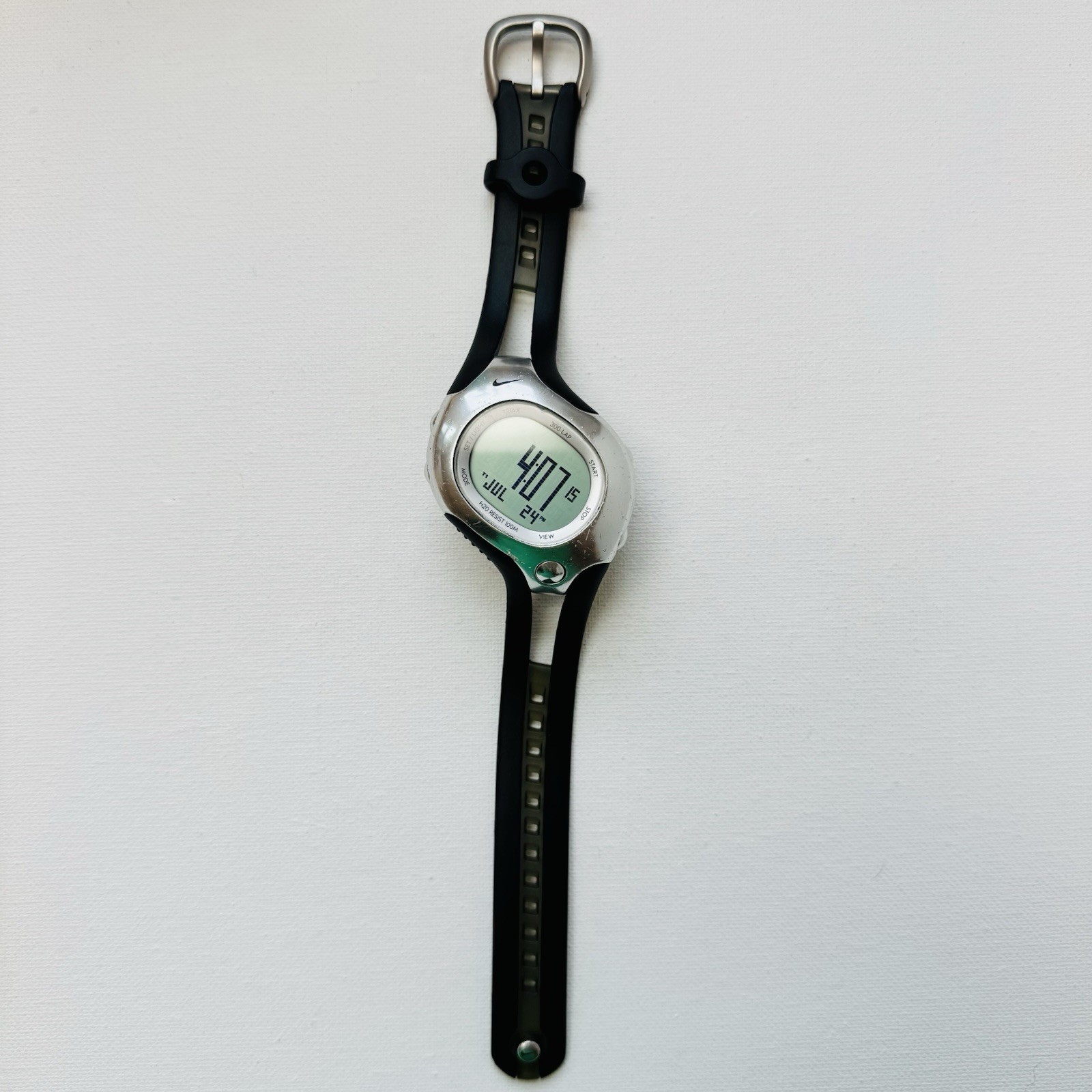 Vintage Nike Triax Speed 300 Lap Men’s Digital Watch Silver Black WR0101