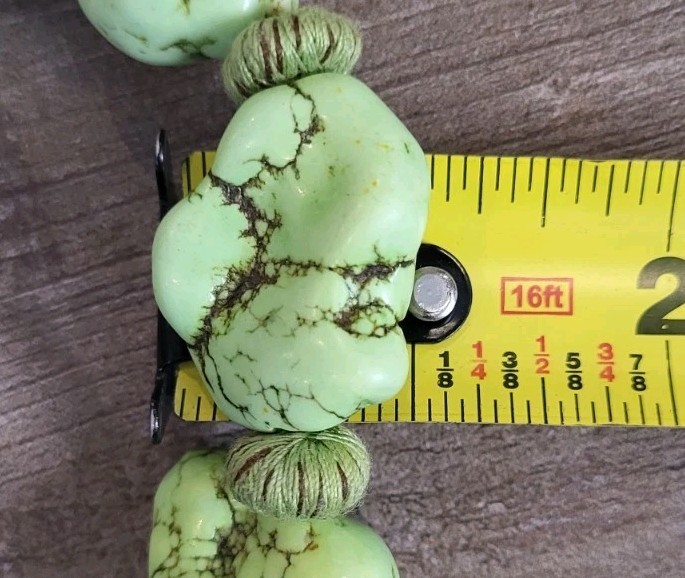 Vintage Green Gaspeite Nugget Yarn Wrapped Necklace Free Shipping