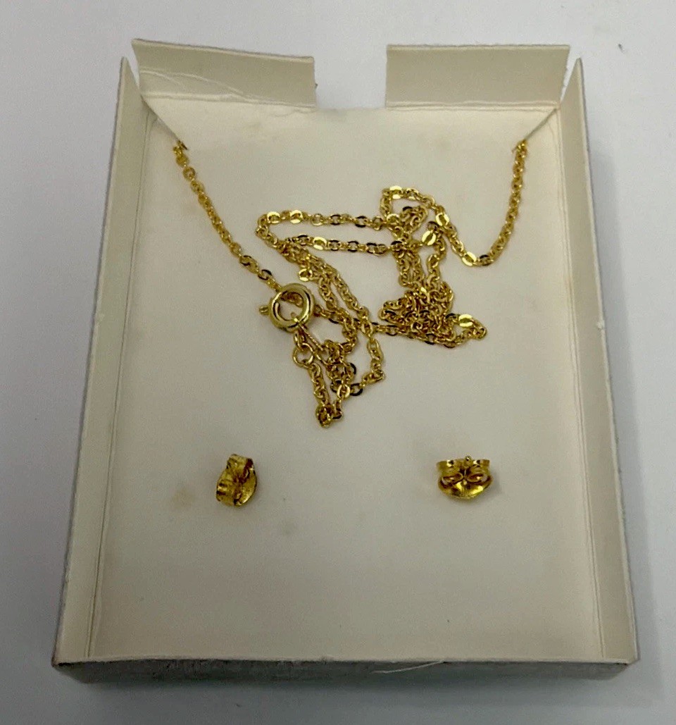 JoAnne Jewels Imported Crystal Pendant Necklace Earring Set New Gold Plated