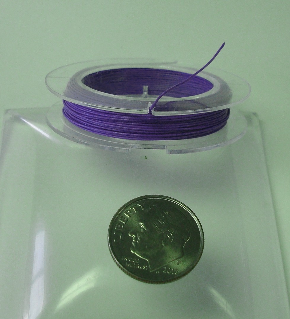 32′ Med Purple tiger tail nylon stainless beading wire 26ga .018in .45mm TT112