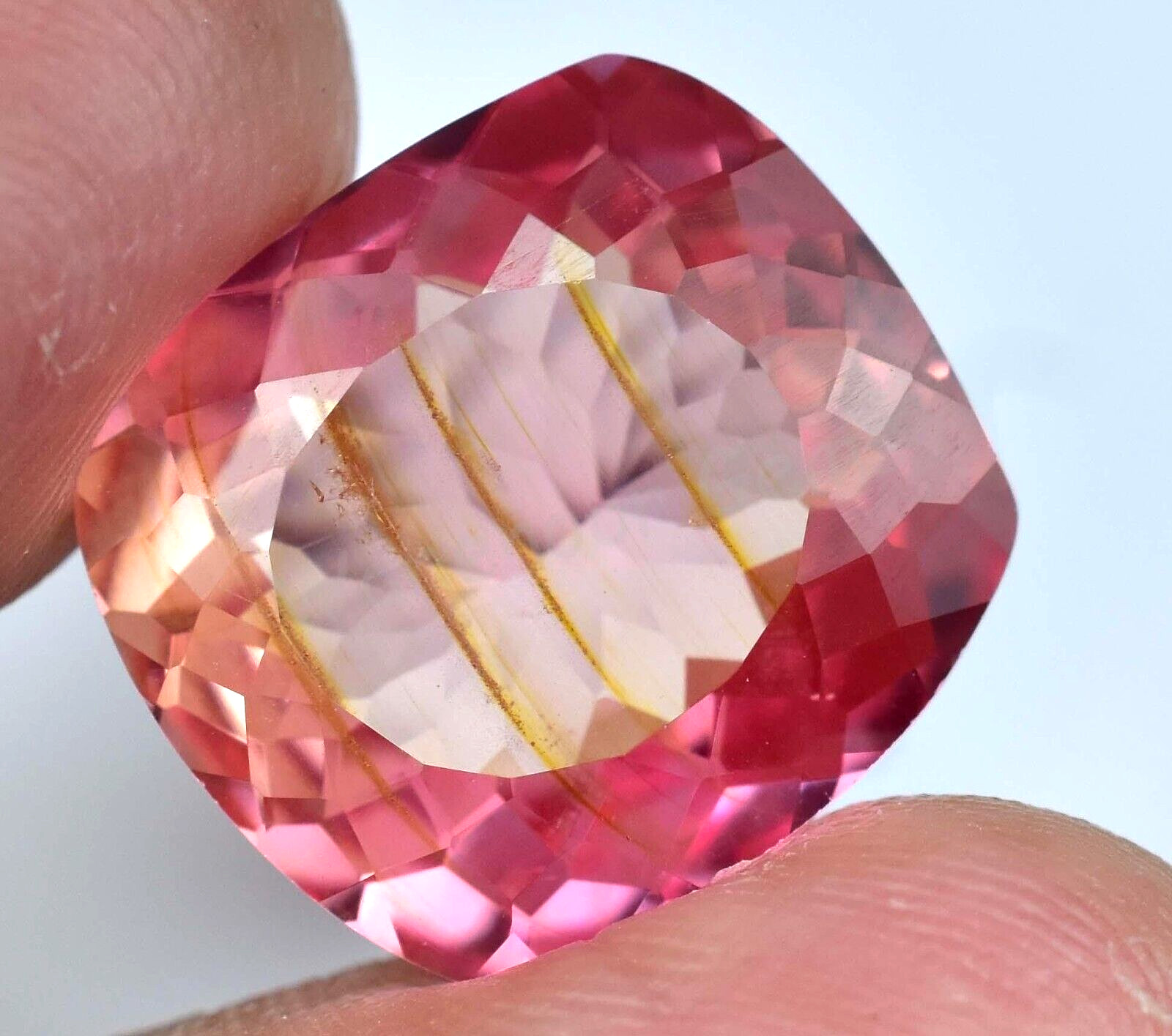 Natural imperial Topaz 21.25 Ct Cushion Stunning FLAWLESS AGL Certified Gemstone