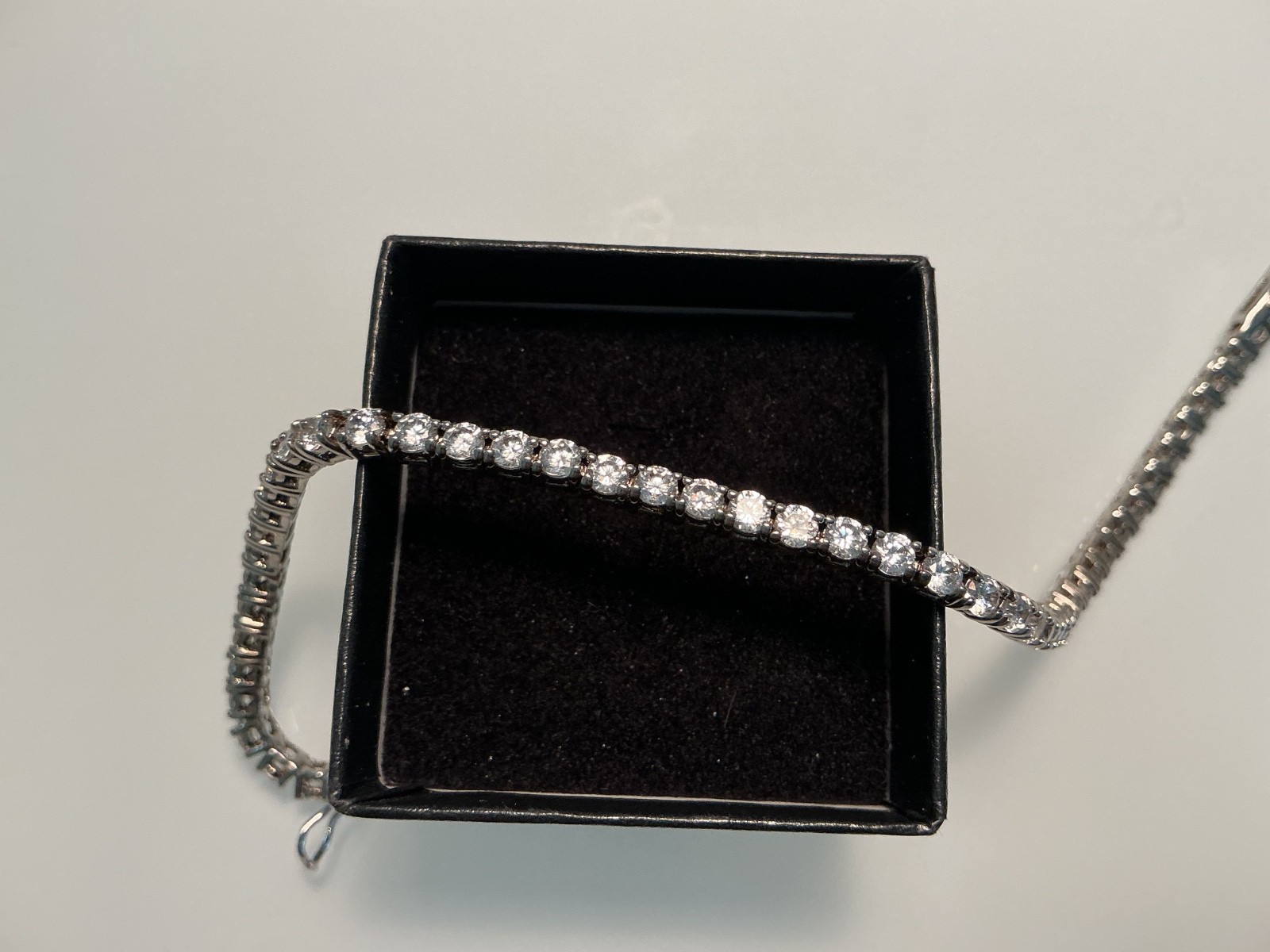 SILVER BRACELET TENNIS BRACELET CRYSTALS 7 inches