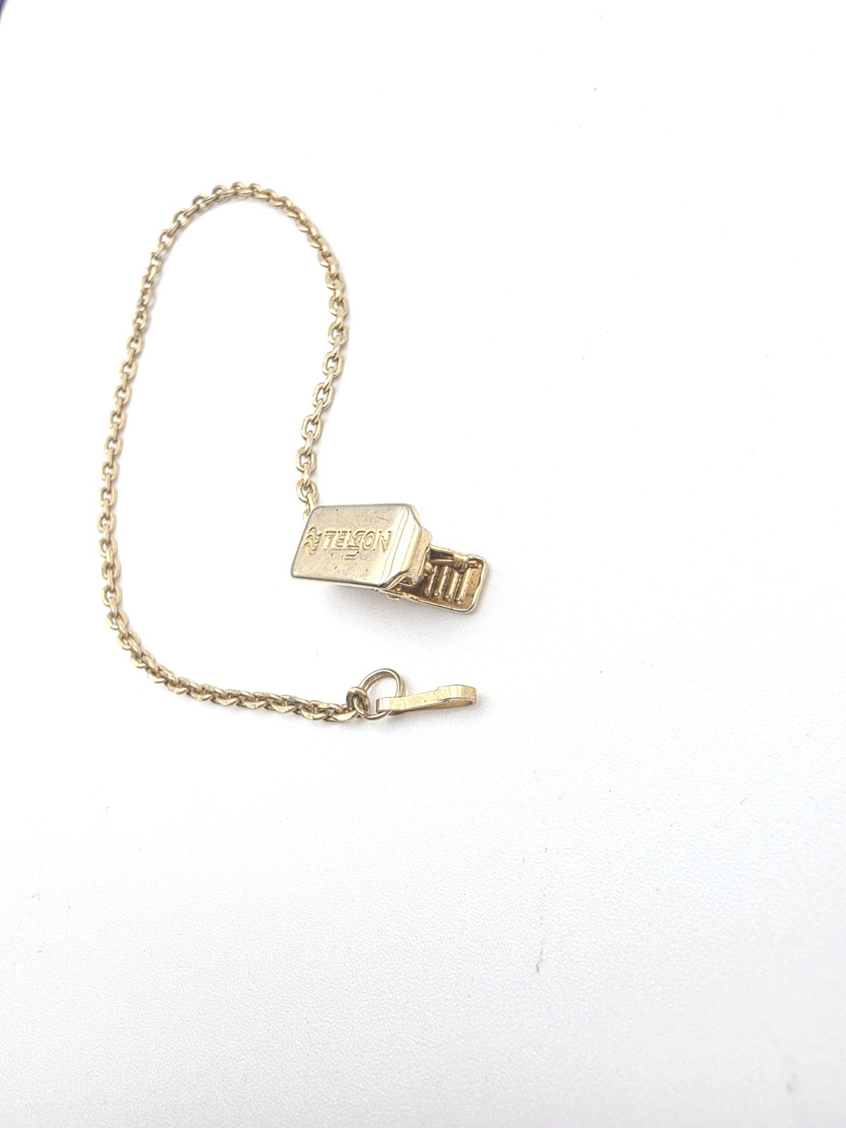 Vintage TELSON Signed Watch Chain Clip-On On Gold Filled 10″ FREE $HIPPING!!