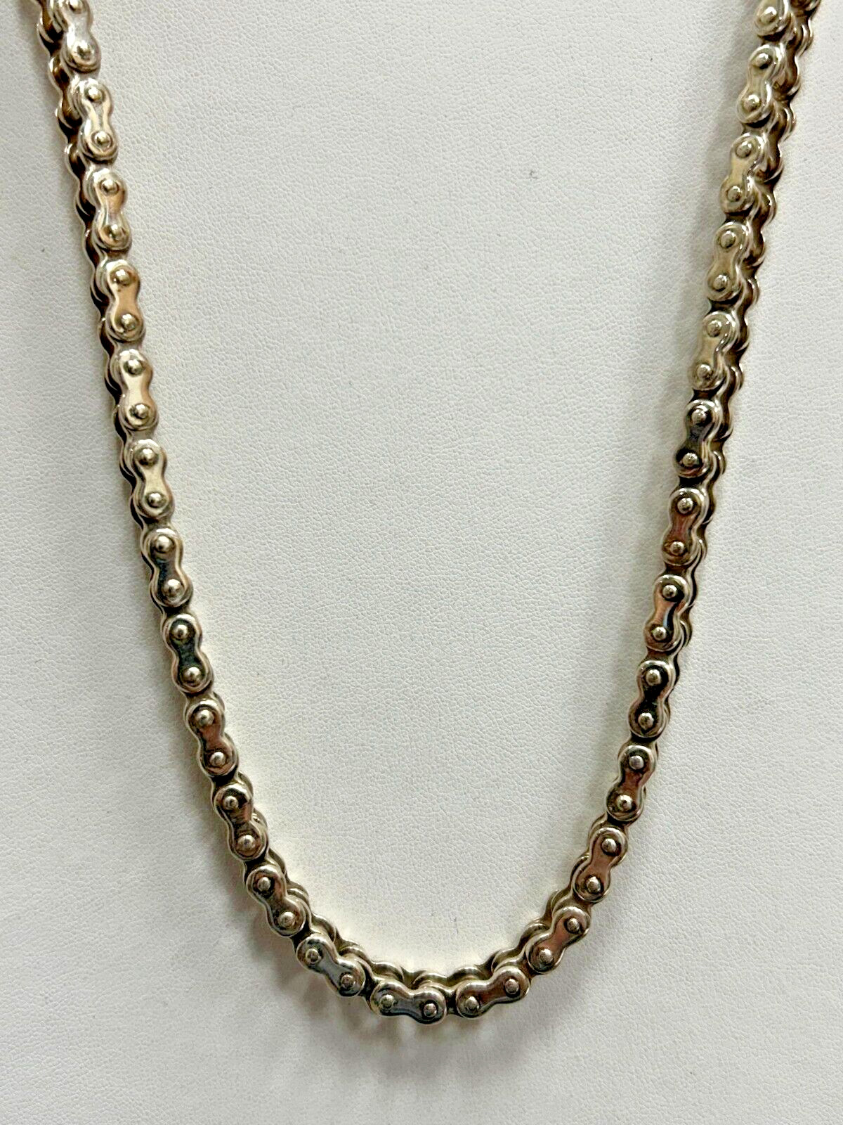 17 Inch Bike Chain 925 Sterling Silver Necklace Biker Gothic Style