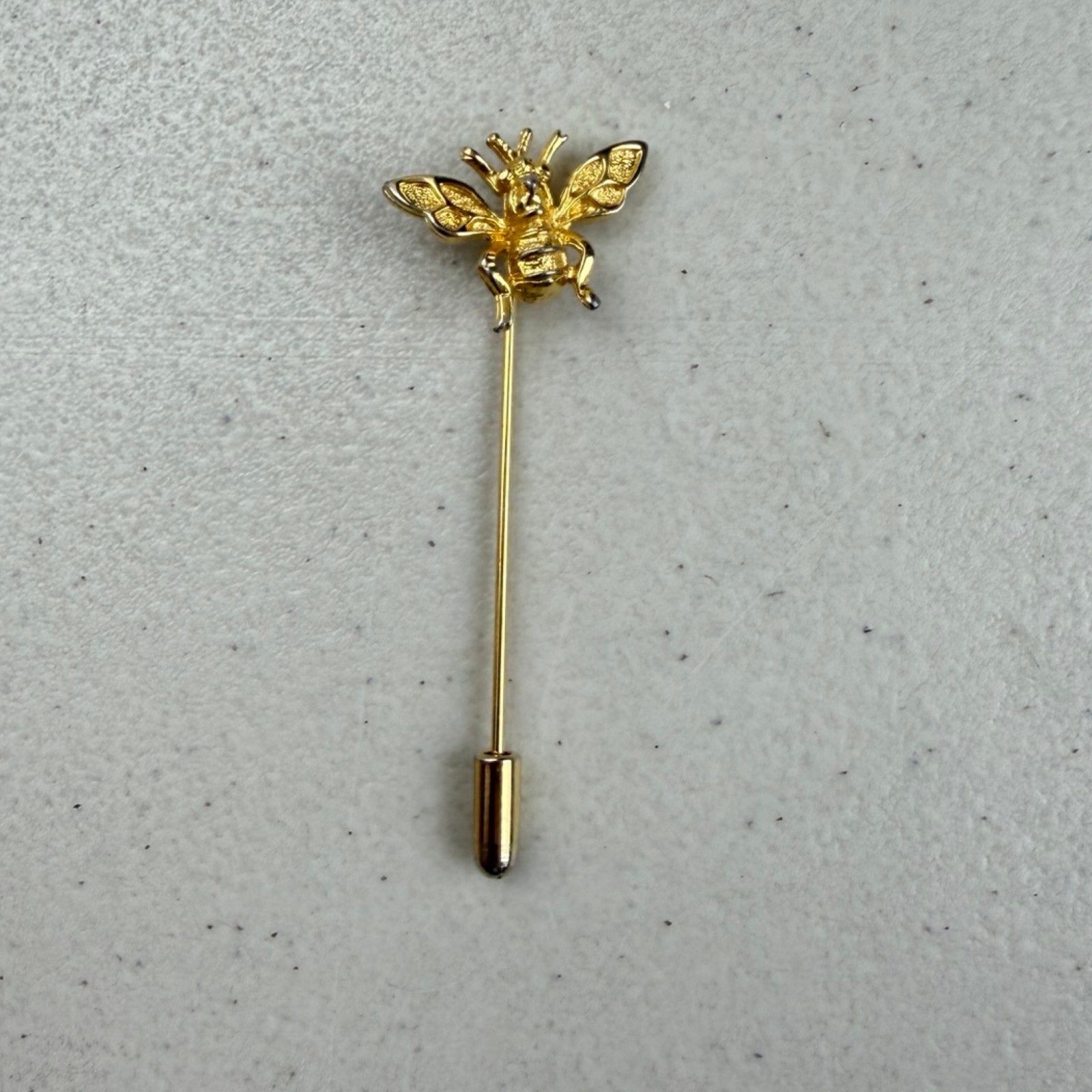 Vintage Bumble Bee Stick Pin 1990s Gold Tone Lapel Tie Scarf Multi-Use Queen Bee