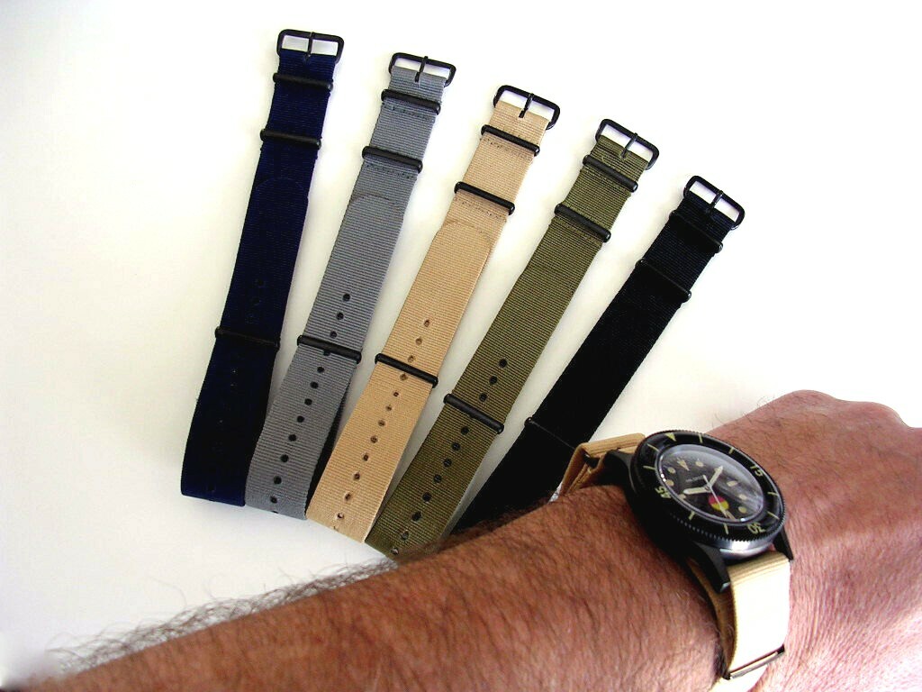 NATO G10 PVD nylon Military Army Diver watchband RAF strap Bond stitch IW SUISSE