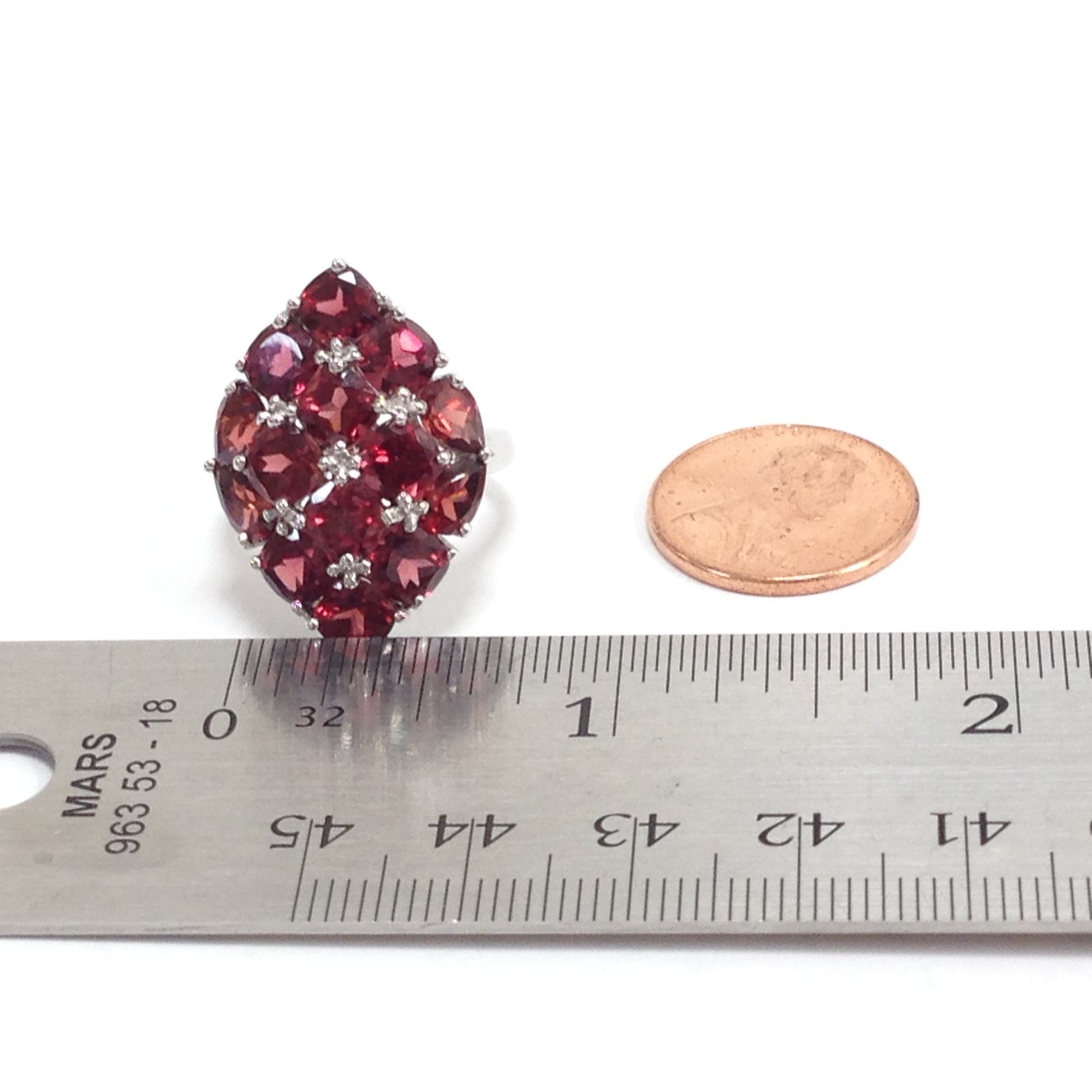 BBJ Bangkok Ratnaraj Sterling Silver Red Garnet Stone Cluster Ring Sz 7 Jewelry