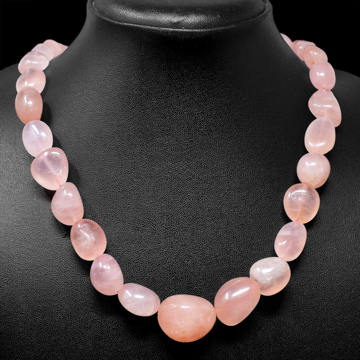 Genuine 465.00 Cts Natural Pink Rose Quartz Untreated Beads Necklace NK 19A4