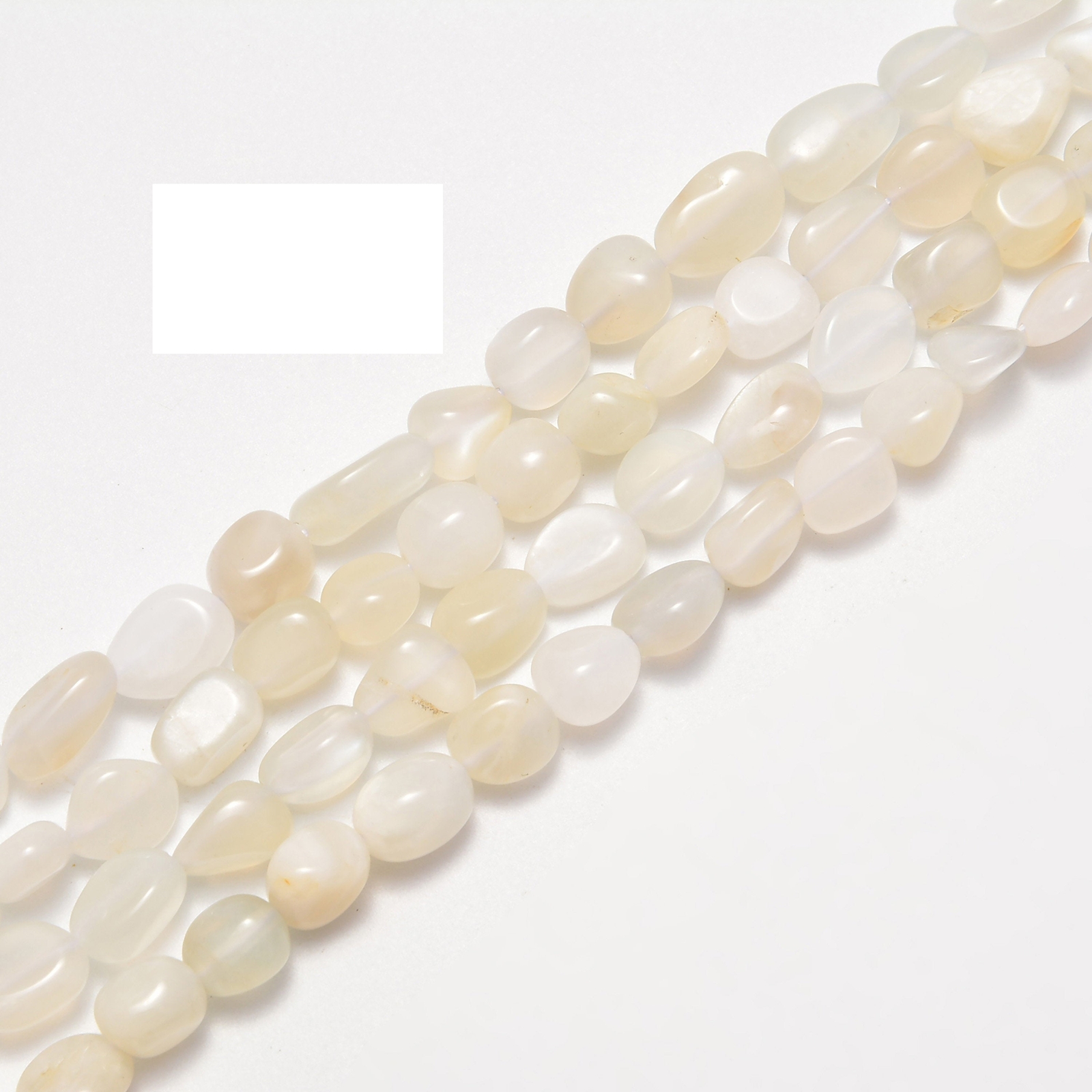 Cream White Moonstone Pebble Nugget Beads Approx 6-9mm 15.5″ Strand