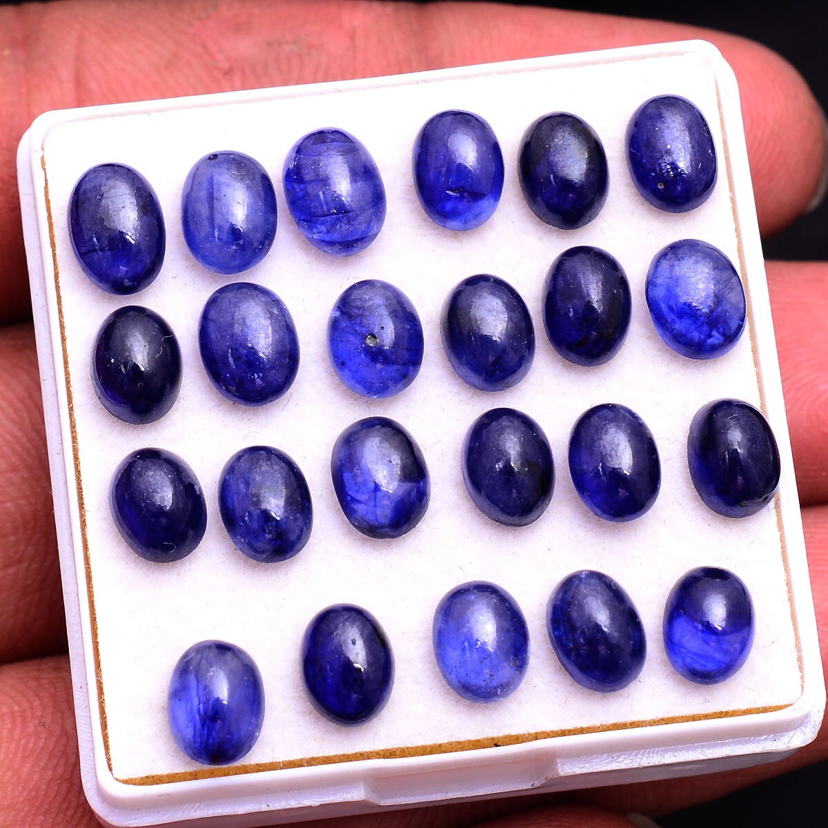 23 Pcs Natural Blue Sapphire Oval Cabochon 6.40mm-7.90mm Gemstones Wholesale Lot