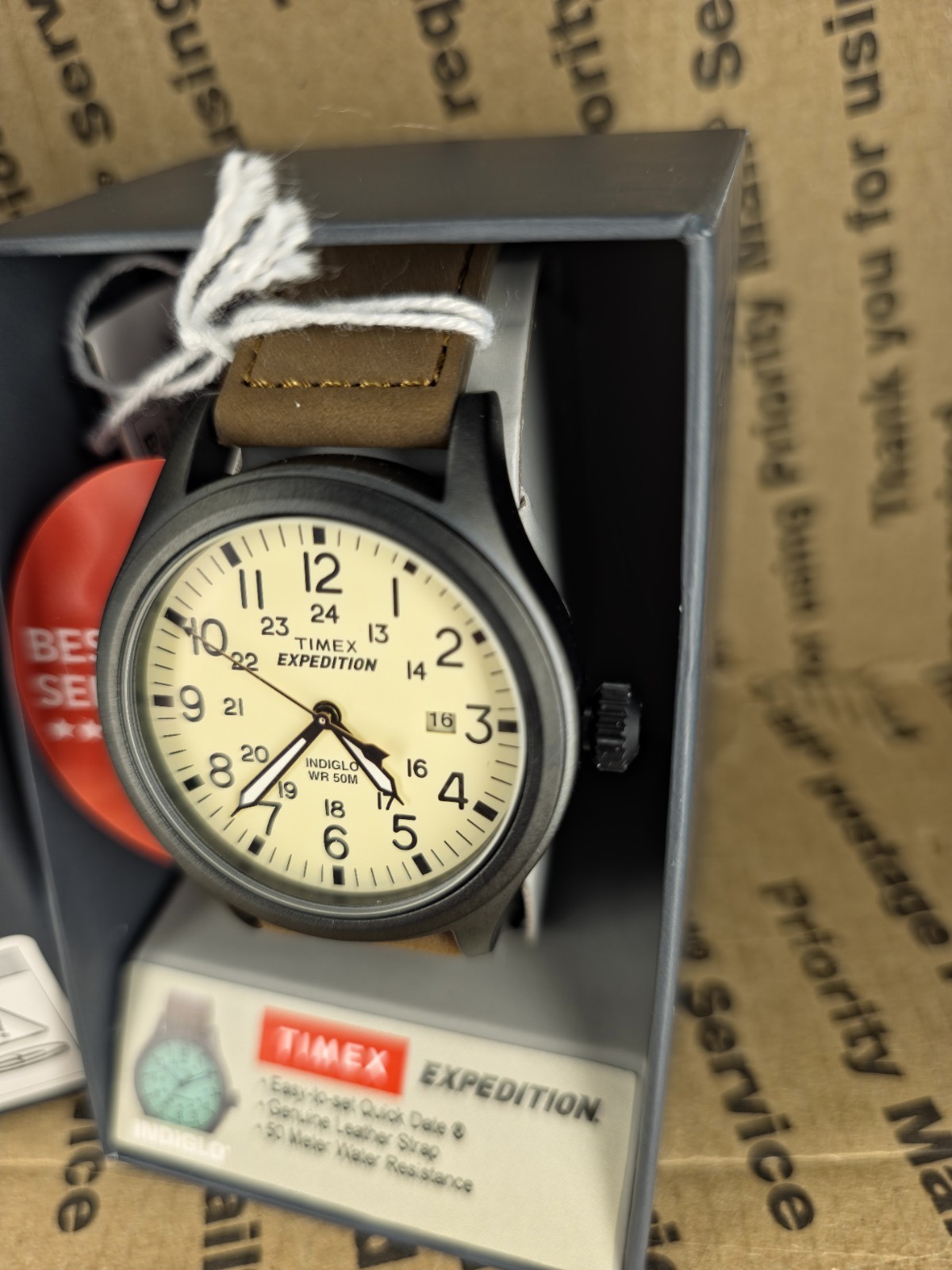 Timex Men’s T49963 Expedition Scout 40mm Leather Strap Watch