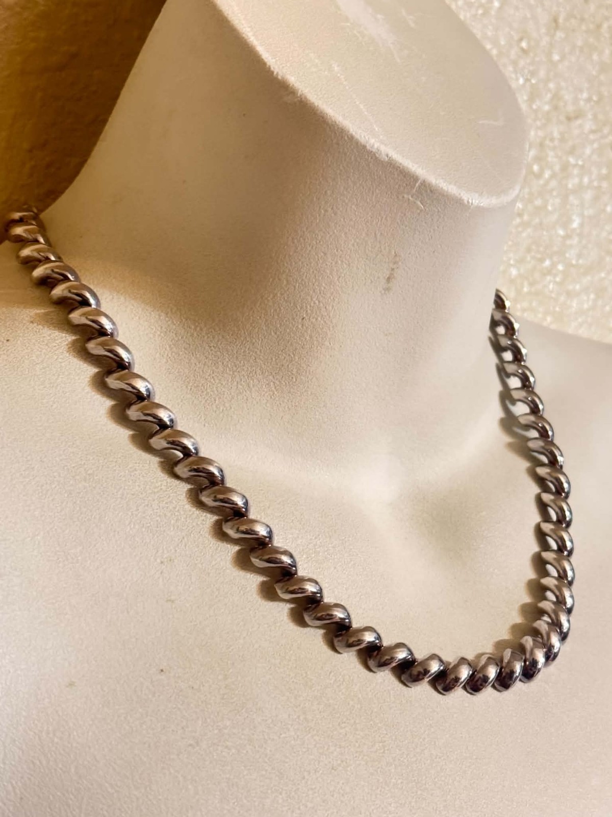 Vintage San Marco 925 Sterling Silver Macaroni Link Chain 19” Necklace 45 Grams