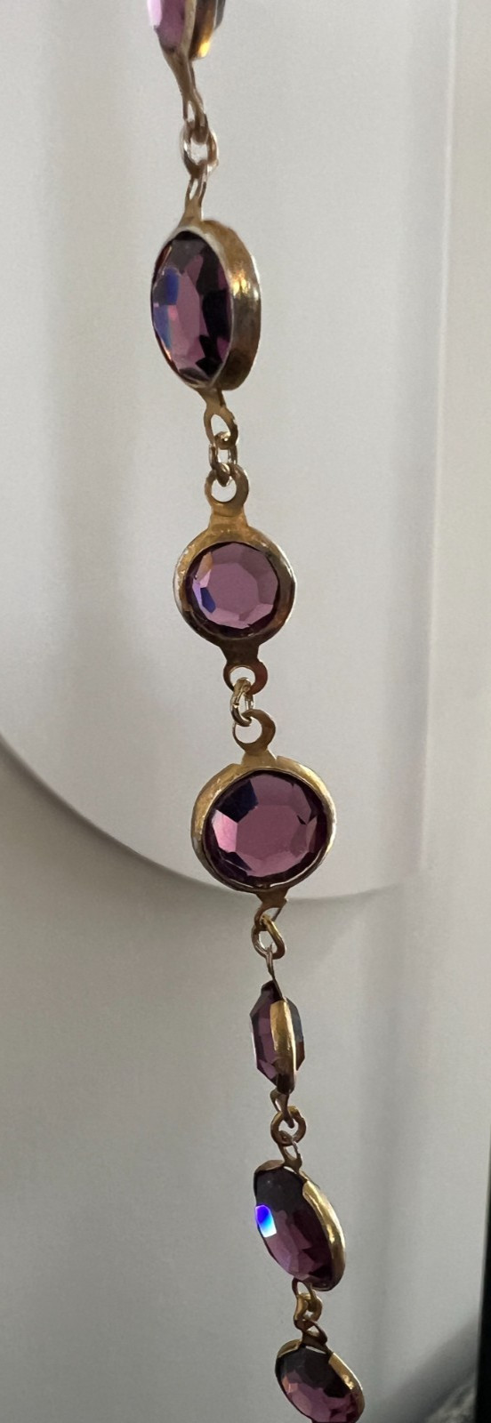 Vintage CHANEL Gripoix Amethist Crystal Sautoir Necklace (1980s)