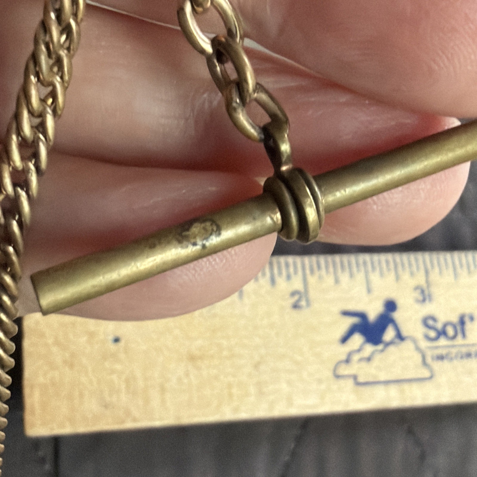 Victorian 23g Watch Chain 13” Gold Filled H.B. Co Gold Fill Purple Crystal Fob