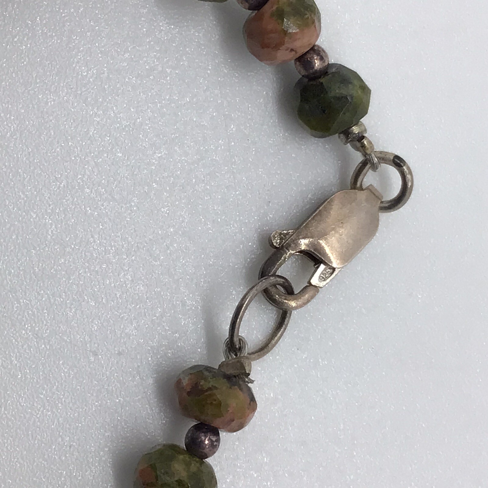 Unakite Faceted Necklace Bracelet Pierced Earrings Lot Set 19” 108g Pink Green