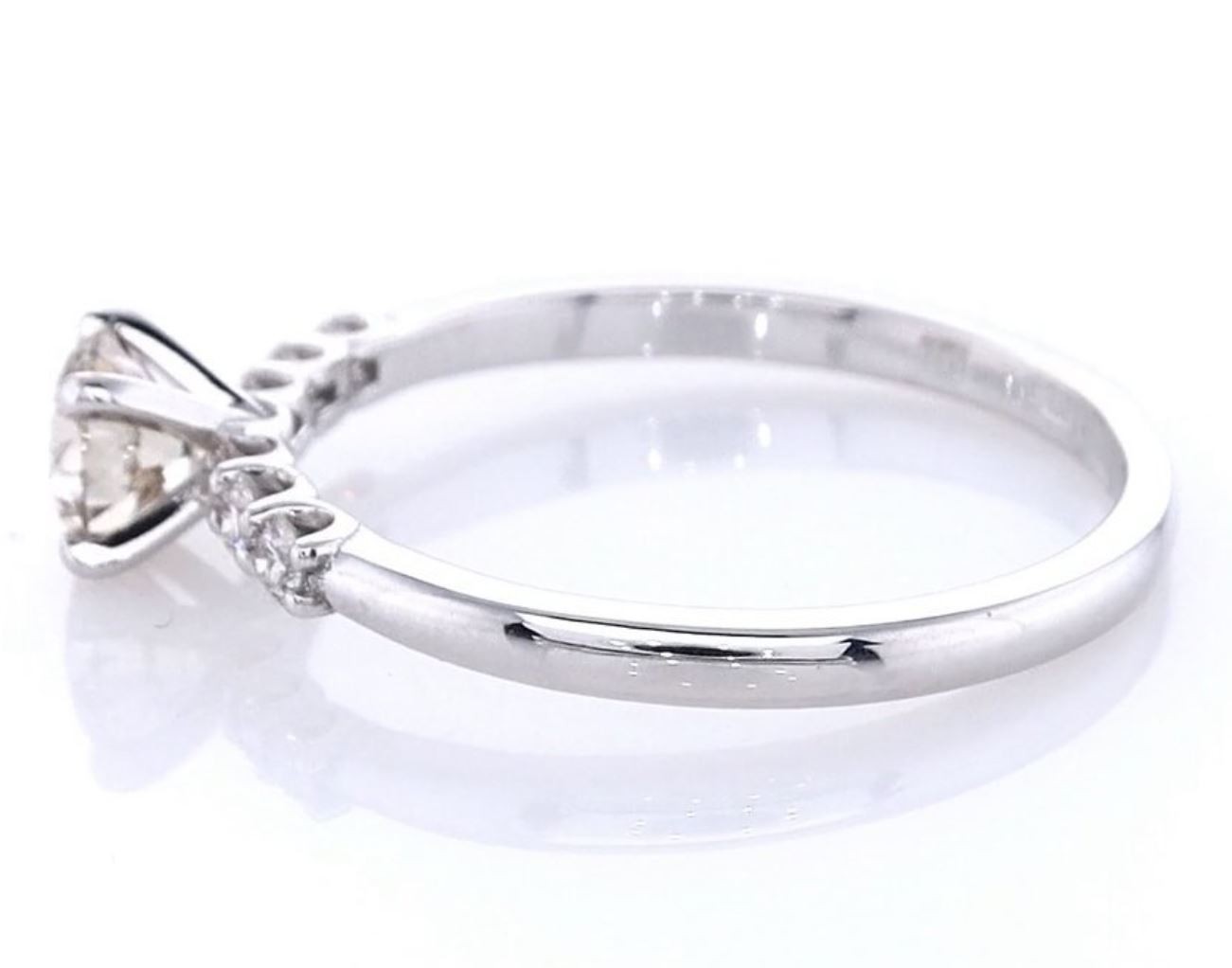 IGI Certified 0.66 CTW Natural Diamond Ring – 14K White Gold Engagement Ring