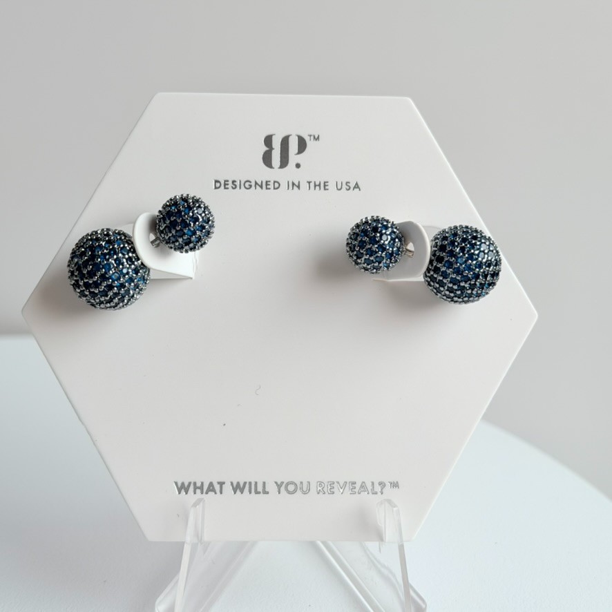 Bomb Party September Earrings “Always In Longing” Lab Created Sapphire Rhodium