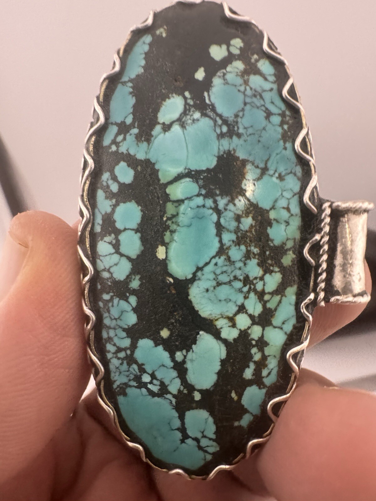 Spiderweb Turquoise Natural 24.8g (32.38×64.20×5.46) Vantage Pendant S00018