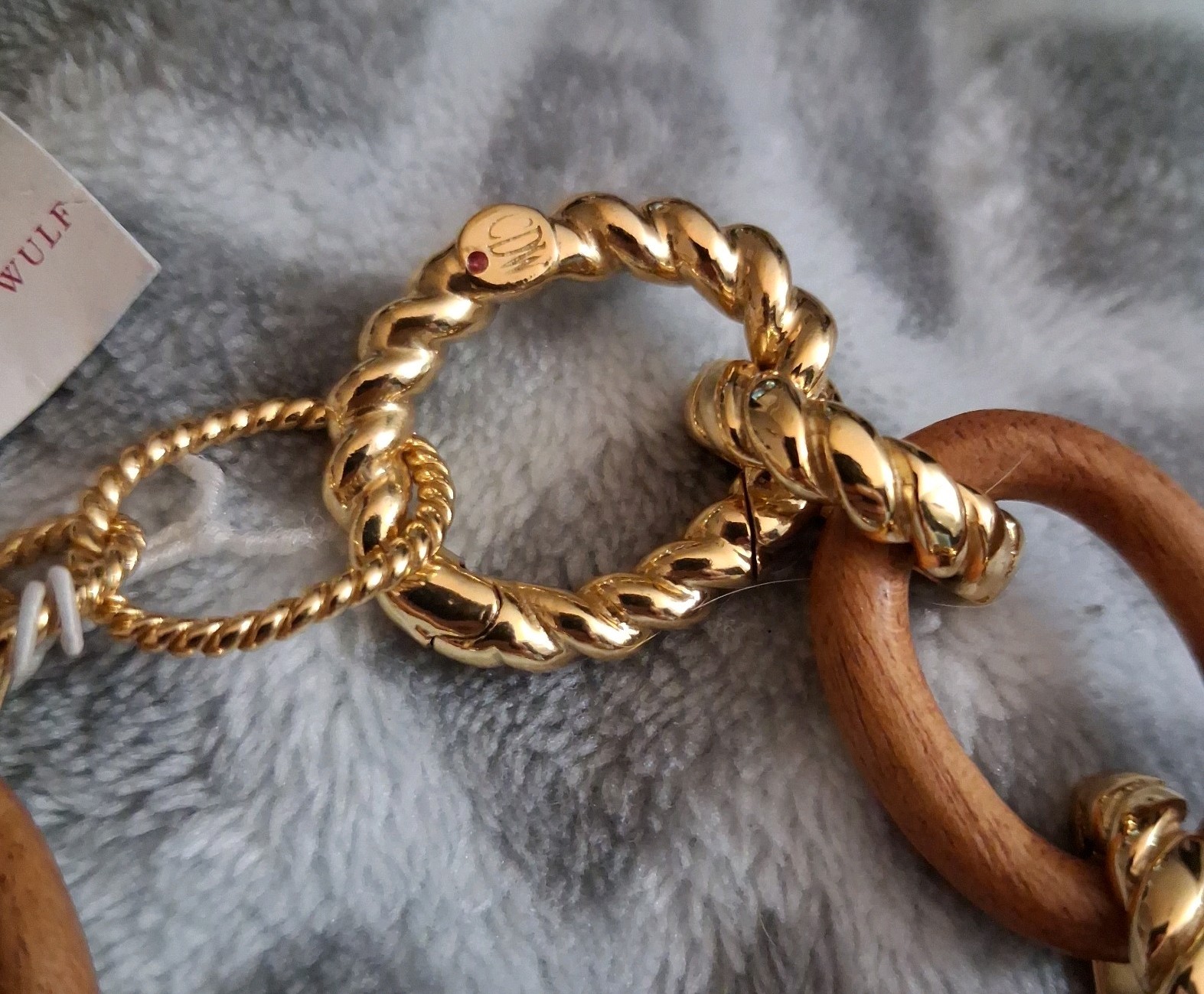 Capucine de Wulf Earth Goddess Teak Wood 18k Gold Plated Bracelet