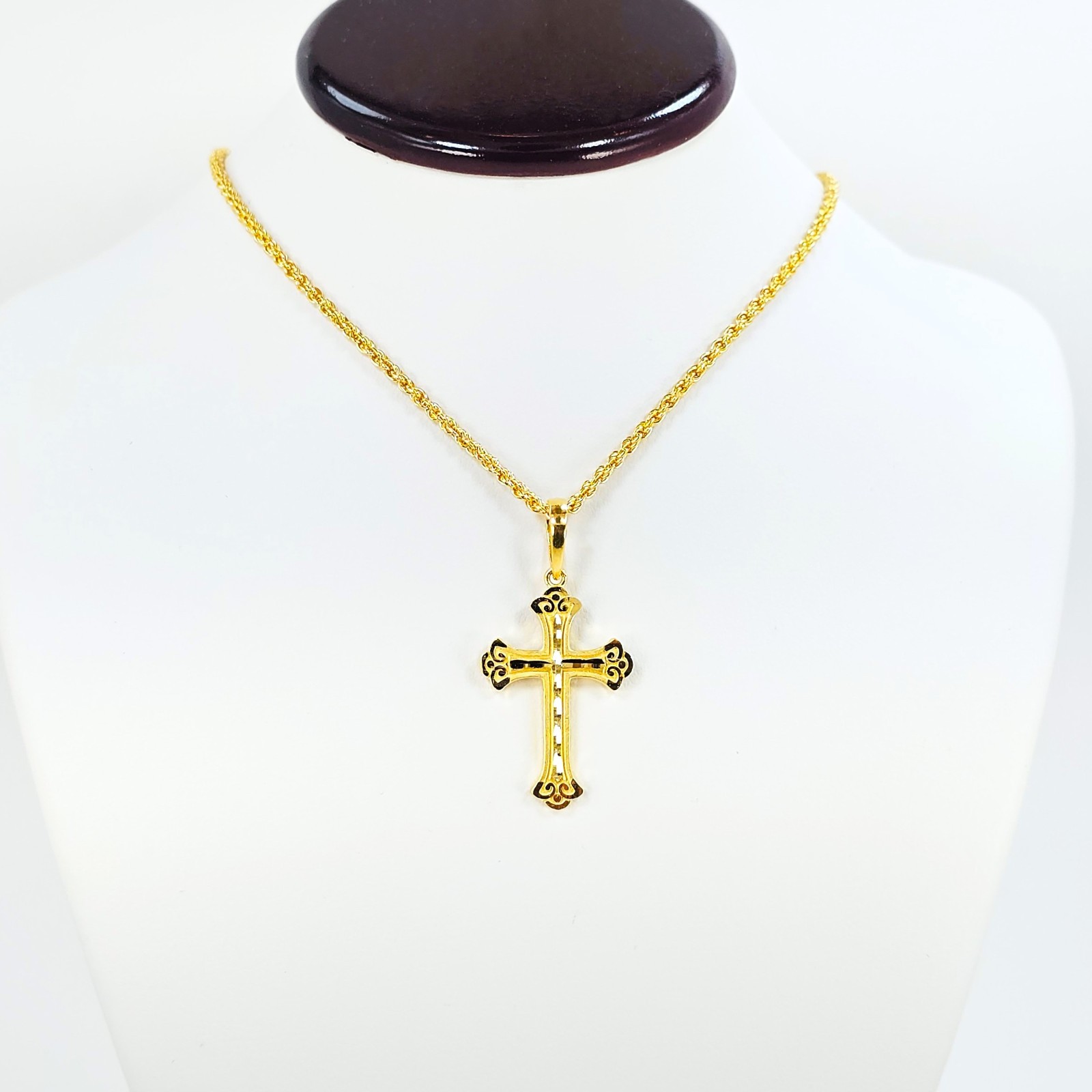 22K Solid Yellow Gold Cross Pendant Religious Genuine Hallmarked 916 – 1.32 inch