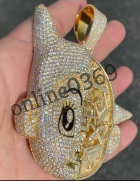 mens Custom Unique Face Pendant 3.5ct Pass Tester Moissanite Silver gift