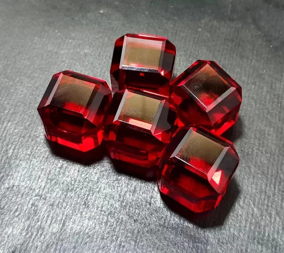 200 Ct Natural Burma Ruby Lot 5 Pcs Cube Cut Certified Loose Gemstones