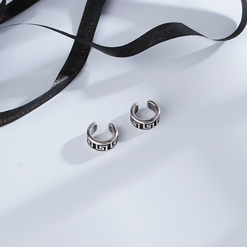 2pcs Retro Silver Simple Small Band Ear Cuff Clip Wrap Earrings 4x10mm Gift L39