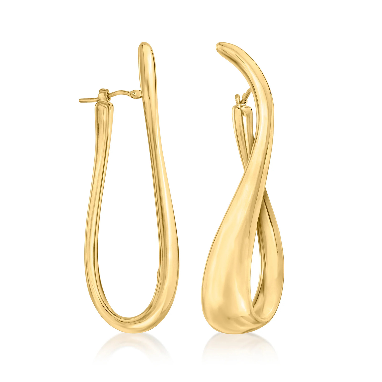 Ross-Simons Italian 18kt Gold Over Sterling Twisted Hoop Earrings. 2 1/2 inches