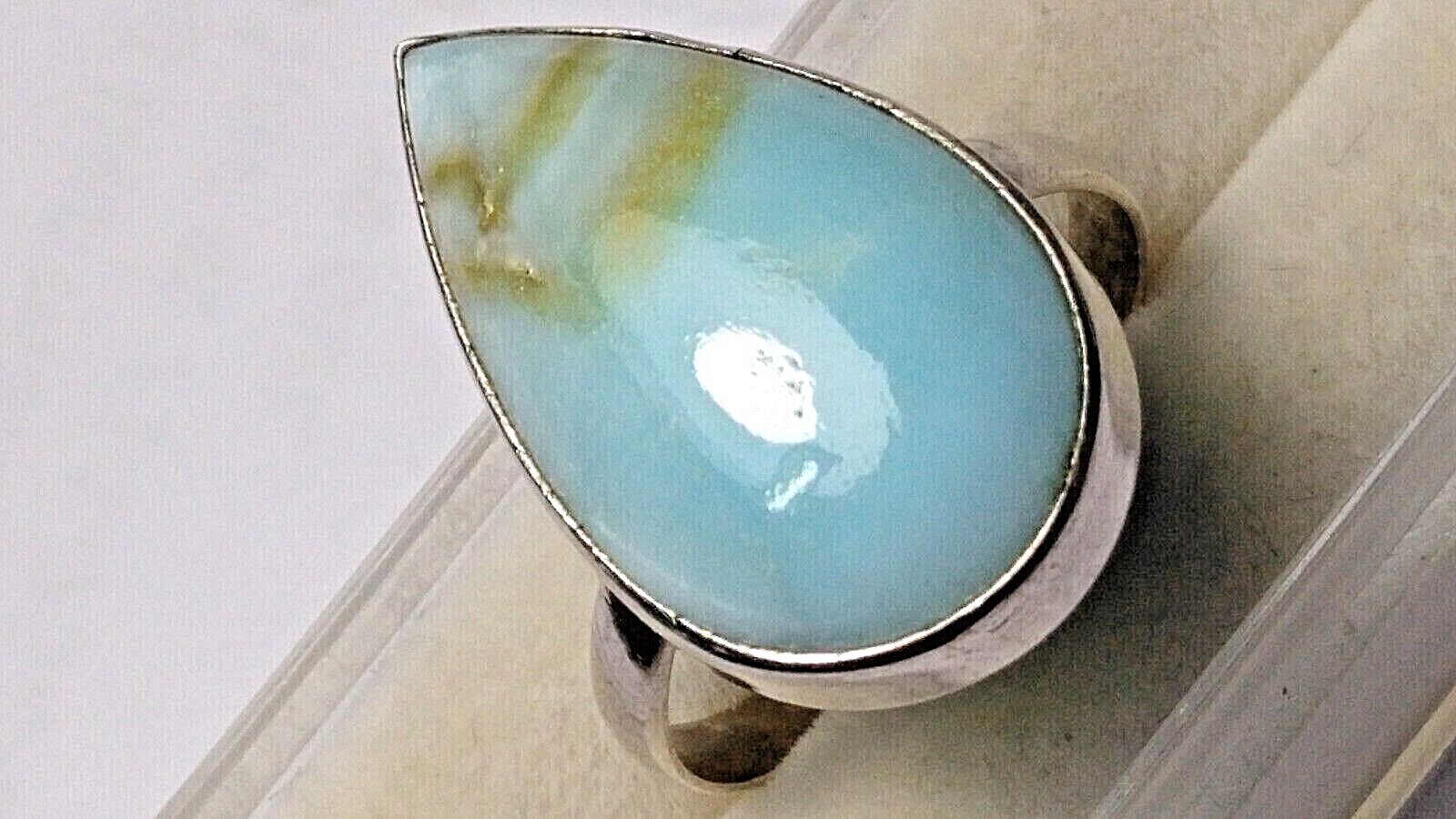 AESTHETIC NATURAL LARIMAR IN STERLING SILVER.925 RING SIZE 8.75-9.0!