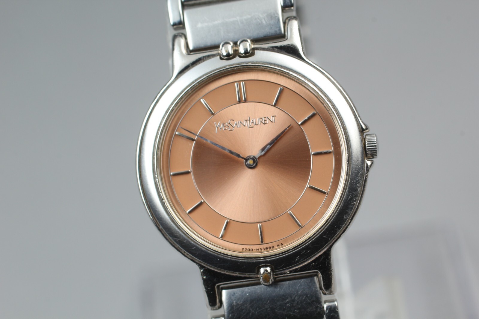 Rare! YVES SAINT LAURENT 2200-H19977 Orange Women 24mm Quartz Watch From JAPAN