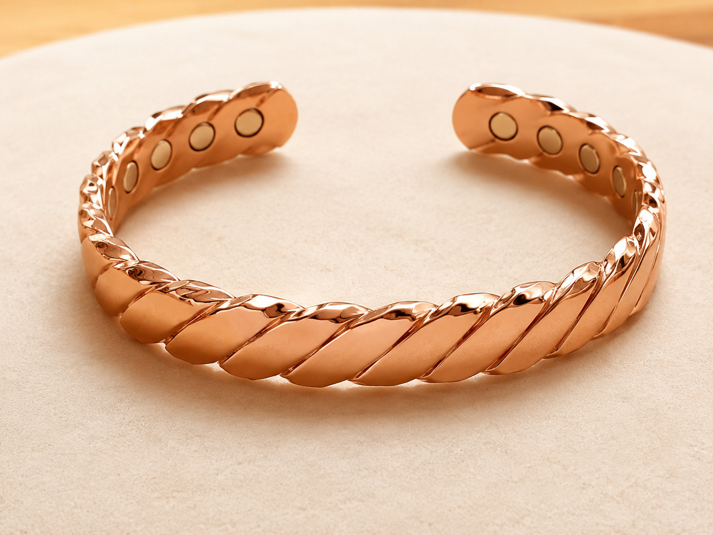 99.99% Solid Pure Copper Magnetic Twist Bracelet Adjustable Open Cuff Unisex