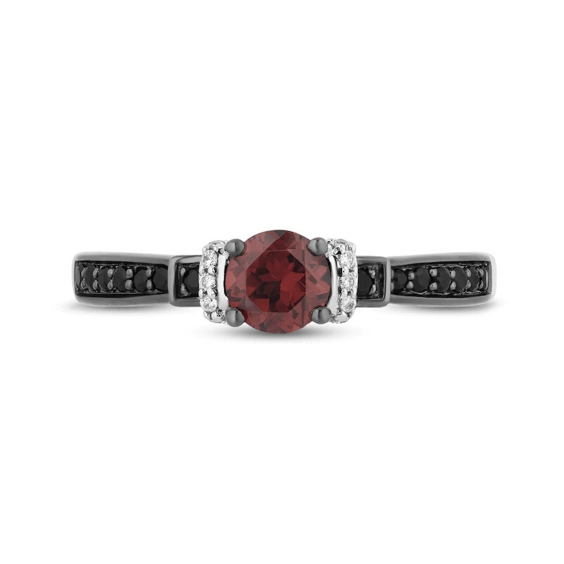 1Ct Red & Black Round Cut CZ Two Tone Women’s Gift Ring 925 Sterling Silver